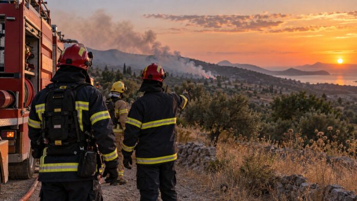 Πυροσβέστες σε επιχείρηση αντιμετώπισης αγροτοδασικής πυρκαγιάς