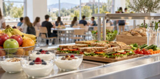 Σχολικά κυλικεία: Οι νέοι κανόνες για τρόφιμα, ζάχαρη και αλλαντικά Υγιεινές επιλογές με φρούτα, γιαούρτι και σάντουιτς σε σχολικό κυλικείο