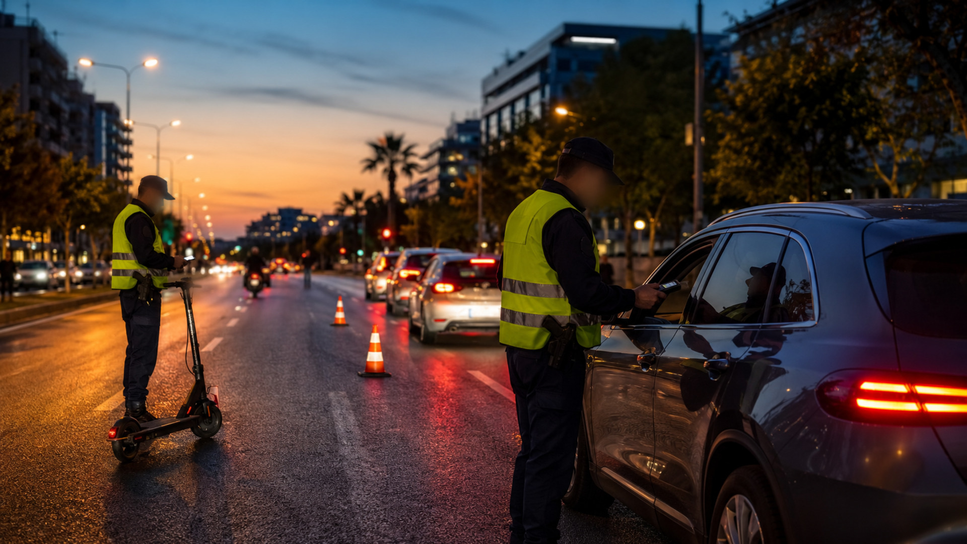 Έλεγχος αλκοολομέτρησης από την Τροχαία σε κεντρική λεωφόρο της Αττικής