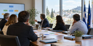 Βριλήσσια: Το νέο διοικητικό σχήμα και οι αρμοδιότητες έως το 2028 Σύσκεψη δημοτικής διοίκησης με φακέλους και διάγραμμα αρμοδιοτήτων