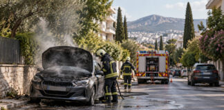 Βριλήσσια: Χωρίς τραυματισμό η φωτιά σε ΙΧ στην 28ης Οκτωβρίου Πυροσβέστες επιχειρούν σε όχημα μετά από φωτιά σε δρόμο των βορείων προαστίων
