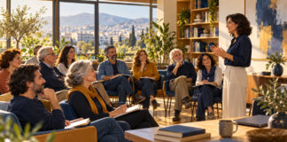 Αγία Παρασκευή: Άνοιξαν οι εγγραφές στο Δημοτικό Ανοικτό Πανεπιστήμιο Ενήλικοι εκπαιδευόμενοι παρακολουθούν διάλεξη σε φωτεινή αίθουσα δια βίου μάθησης