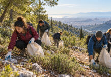 Αγία Παρασκευή: Μαζικός καθαρισμός του Υμηττού την Κυριακή Εθελοντές συλλέγουν απορρίμματα σε πευκόφυτο μονοπάτι του Υμηττού