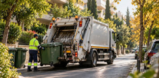 Αγία Παρασκευή: Δύο νέα ευέλικτα απορριμματοφόρα στον στόλο καθαριότητας Μικρό απορριμματοφόρο και εργαζόμενος καθαριότητας σε στενό δρόμο κατοικίας