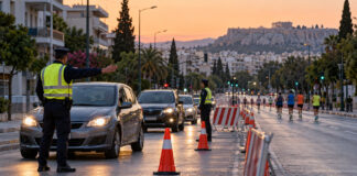 Αττική: Κυκλοφοριακές ρυθμίσεις για τον αγώνα «Από το Μπλοκ στη Μάντρα» Τροχονόμοι ρυθμίζουν την κυκλοφορία δίπλα σε προσωρινές διαδρομές αγώνα δρόμου