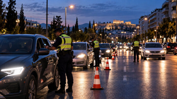Βραδινός τροχονομικός έλεγχος οχημάτων σε κεντρική αστική λεωφόρο της Αττικής