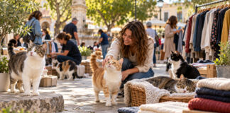 Χαλάνδρι: Διήμερο υιοθεσίας γάτας και παζάρι ρούχων στην πλατεία Φλύας Γάτες προς υιοθεσία δίπλα σε πάγκους και ρούχα σε υπαίθρια φιλοζωική δράση