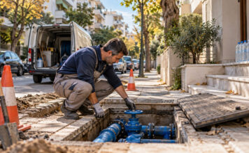 Χολαργός: Έκτακτη διακοπή νερού στην Αριστείδου και Σολωμού Τεχνικός ύδρευσης ελέγχει δικλείδα σε δίκτυο νερού σε αστικό δρόμο