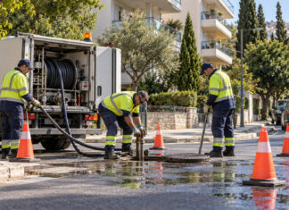 Χολαργός: Έκτακτη διακοπή νερού στη Βουτσινά και Μιλτιάδου Συνεργείο ύδρευσης εργάζεται με εξοπλισμό ασφαλείας σε αστικό δρόμο του Χολαργού