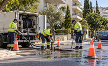 Χολαργός: Έκτακτη διακοπή νερού στη Βουτσινά και Μιλτιάδου Συνεργείο ύδρευσης εργάζεται με εξοπλισμό ασφαλείας σε αστικό δρόμο του Χολαργού
