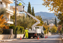 Διακοπές ρεύματος σήμερα σε Νέα Ιωνία και Μεταμόρφωση Συνεργείο ηλεκτροδότησης εργάζεται σε εναέρια καλώδια σε δρόμο των βορείων προαστίων