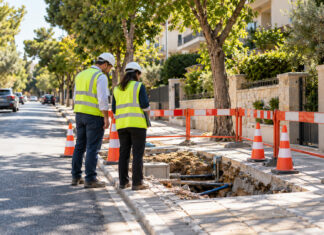 Φιλοθέη–Ψυχικό: Έως 20 Οκτωβρίου η διαβούλευση για τομές σε δρόμους και πεζοδρόμια Μηχανικοί ελέγχουν ασφαλή τομή σε πεζοδρόμιο κατοικημένης περιοχής