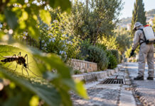 Φιλοθέη–Ψυχικό: Έκτακτη εφαρμογή κατά των κουνουπιών 06:00–13:00 Εργαζόμενος δημόσιας υγείας εφαρμόζει στοχευμένη καταπολέμηση κουνουπιών σε φρεάτιο