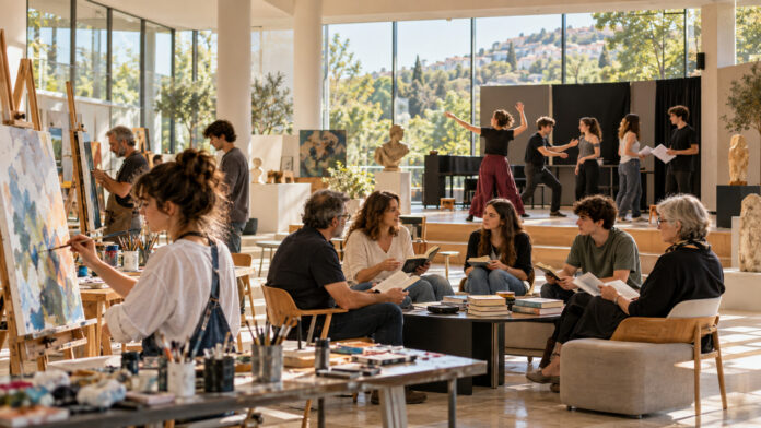 Παιδιά, έφηβοι και ενήλικες συμμετέχουν σε ζωγραφική, ανάγνωση και θεατρικό εργαστήρι