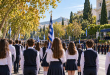 Φιλοθέη–Ψυχικό: Το πρόγραμμα της 28ης Οκτωβρίου και η παρέλαση Μαθητές με ελληνικές σημαίες συγκεντρώνονται για την παρέλαση της 28ης Οκτωβρίου
