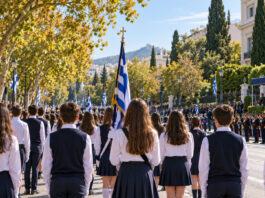 Φιλοθέη–Ψυχικό: Το πρόγραμμα της 28ης Οκτωβρίου και η παρέλαση Μαθητές με ελληνικές σημαίες συγκεντρώνονται για την παρέλαση της 28ης Οκτωβρίου