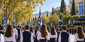 Φιλοθέη–Ψυχικό: Το πρόγραμμα της 28ης Οκτωβρίου και η παρέλαση Μαθητές με ελληνικές σημαίες συγκεντρώνονται για την παρέλαση της 28ης Οκτωβρίου