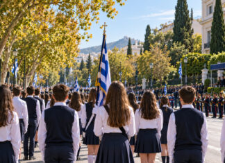 Φιλοθέη–Ψυχικό: Το πρόγραμμα της 28ης Οκτωβρίου και η παρέλαση Μαθητές με ελληνικές σημαίες συγκεντρώνονται για την παρέλαση της 28ης Οκτωβρίου