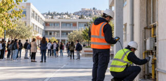 Γκράβα: Προληπτική εκκένωση σχολείων μετά από αναφορά οσμής Τεχνικοί πραγματοποιούν έλεγχο με φορητό ανιχνευτή σε σχολικό συγκρότημα μετά από προληπτική εκκένωση