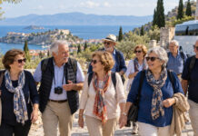 Γαλάτσι: Τρεις εκδρομές για 350 μέλη των ΚΑΠΗ Παρέα μεγαλύτερων σε ηλικία εκδρομέων περπατά σε μεσογειακό προορισμό με θέα τη θάλασσα