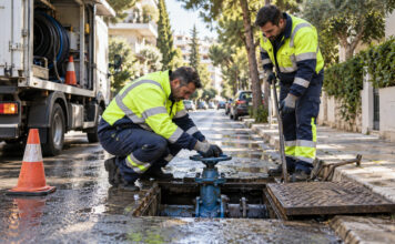 Ηράκλειο Αττικής–Μεταμόρφωση: Έκτακτες διακοπές νερού έως τις 15:00 Συνεργείο ύδρευσης ελέγχει κεντρική βάνα σε δρόμο των βορείων προαστίων