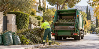 Κηφισιά: Πότε απομακρύνονται τα κηπαία και ποιες χρεώσεις ισχύουν Τακτοποιημένα κλαδιά και φύλλα δίπλα σε όχημα δημοτικής αποκομιδής σε πράσινη γειτονιά