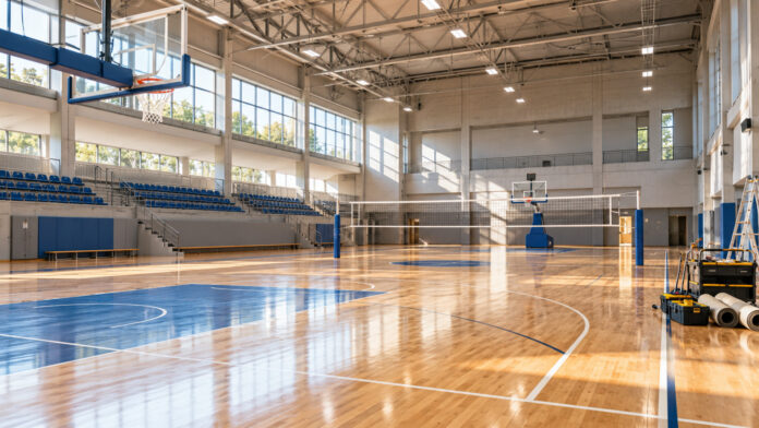Αναβαθμισμένο κλειστό γυμναστήριο με γήπεδα μπάσκετ και βόλεϊ