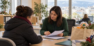Κηφισιά: Αιτήσεις για το οικονομικό βοήθημα Χριστουγέννων Κάτοικος συζητά με κοινωνική λειτουργό για αίτηση οικονομικού βοηθήματος σε δημοτική υπηρεσία