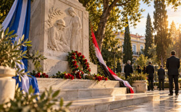 Κηφισιά: Τιμή στους 145 Έλληνες Αιγυπτιώτες πεσόντες του Β΄ Παγκοσμίου Πολέμου Μνημείο με κόκκινα τριαντάφυλλα σε τελετή ιστορικής μνήμης