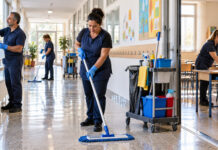 Λυκόβρυση–Πεύκη: 17 νέοι εργαζόμενοι ενισχύουν τη σχολική καθαριότητα Προσωπικό καθαριότητας φροντίζει φωτεινό σχολικό διάδρομο και αίθουσα