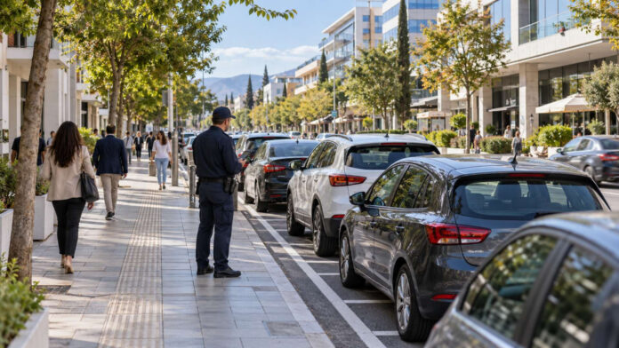 Οργανωμένες θέσεις στάθμευσης σε πολυσύχναστο δρόμο του Αμαρουσίου