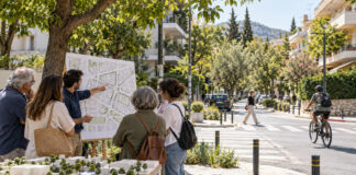 Μελίσσια: Σε διαβούλευση οι αλλαγές κυκλοφορίας σε Πηγής και Τσαλδάρη Κάτοικοι συζητούν κυκλοφοριακό σχέδιο δίπλα σε ήπια διαμορφωμένο δρόμο με πεζούς και ποδηλάτη
