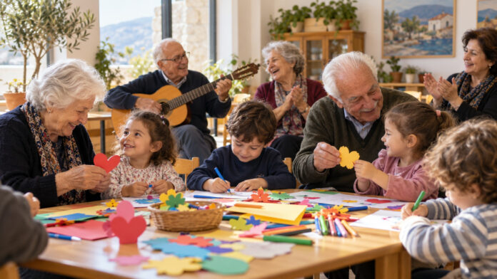 Μέλη ΚΑΠΗ και παιδιά δημιουργούν μαζί πολύχρωμες χειροτεχνίες