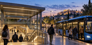 Γραμμή 3: Στις 21:40 κλείνουν έξι σταθμοί – Πώς λειτουργεί η Χ20 Επιβάτες μετακινούνται ανάμεσα σε σταθμό μετρό και προσωρινή λεωφορειακή σύνδεση το βράδυ
