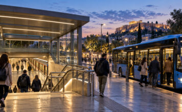 Γραμμή 3: Στις 21:40 κλείνουν έξι σταθμοί – Πώς λειτουργεί η Χ20 Επιβάτες μετακινούνται ανάμεσα σε σταθμό μετρό και προσωρινή λεωφορειακή σύνδεση το βράδυ