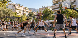 Νέα Ιωνία: Συνεχίζεται σήμερα το τουρνουά μπάσκετ 3×3 Αγώνας μπάσκετ 3×3 σε ανοιχτό γήπεδο αστικής γειτονιάς με θεατές