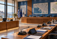 Νέα Ιωνία: 22 θέματα στη Δημοτική Επιτροπή της 13ης Οκτωβρίου Αίθουσα συνεδριάσεων δημοτικής επιτροπής με φακέλους και σχέδια πόλης