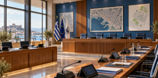Νέα Ιωνία: 22 θέματα στη Δημοτική Επιτροπή της 13ης Οκτωβρίου Αίθουσα συνεδριάσεων δημοτικής επιτροπής με φακέλους και σχέδια πόλης