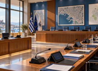 Νέα Ιωνία: 22 θέματα στη Δημοτική Επιτροπή της 13ης Οκτωβρίου Αίθουσα συνεδριάσεων δημοτικής επιτροπής με φακέλους και σχέδια πόλης
