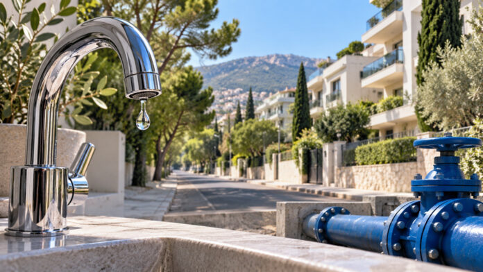 Βρύση και δίκτυο ύδρευσης σε κατοικημένη περιοχή του Νέου Ψυχικού