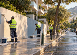 Νέο Ψυχικό: Σύλληψη μετά τους βανδαλισμούς στην 25ης Μαρτίου Συνεργείο καθαρίζει πεζοδρόμιο και αποκαθιστά τοίχο σε αστικό δρόμο