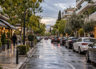 Παπάγου–Χολαργός: 1.832 θέσεις κατοίκων στο νέο σχέδιο στάθμευσης Οργανωμένες θέσεις στάθμευσης σε αστικό δρόμο με καταστήματα και κατοικίες