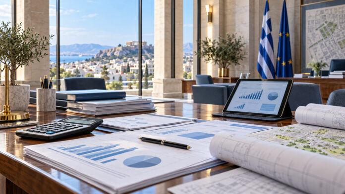 papagou-cholargos-isologismos-2025-20261001-1100-1920x1080-1 Οργανωμένο γραφείο δημοτικής οικονομικής διαχείρισης με έγγραφα, διαγράμματα και υπολογιστή