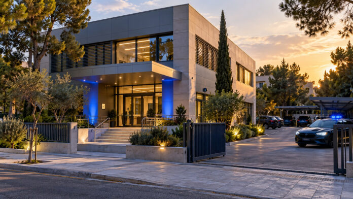 Σύγχρονο αυτοτελές κτίριο με ασφαλή είσοδο και χώρους στάθμευσης σε καταπράσινη αστική περιοχή