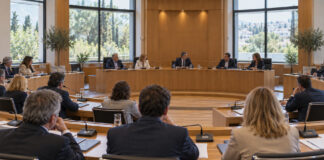 Παπάγου–Χολαργός: 12 θέματα στο Δημοτικό Συμβούλιο της 20ής Οκτωβρίου Σύγχρονη αίθουσα δημοτικού συμβουλίου με αιρετούς γύρω από ξύλινα έδρανα