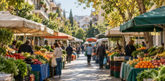 Παπάγου: Στην οδό Πίνδου η λαϊκή αγορά έως το τέλος Δεκεμβρίου Υπαίθρια λαϊκή αγορά με πάγκους φρούτων και λαχανικών σε κατοικημένο δρόμο
