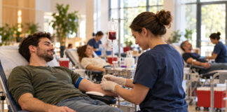 Πεντέλη: Στις 18 Οκτωβρίου η 44η Εθελοντική Αιμοδοσία Εθελοντής δίνει αίμα με τη φροντίδα επαγγελματία υγείας σε οργανωμένο χώρο αιμοδοσίας
