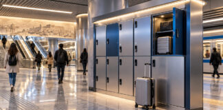 Μετρό: Πιλοτικό σχέδιο για θυρίδες αποσκευών σε τρεις σταθμούς Σύγχρονες θυρίδες φύλαξης αποσκευών σε σταθμό του μετρό με επιβάτες και βαλίτσες