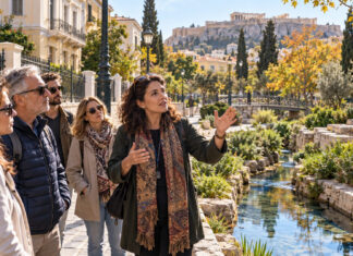 Βριλήσσια: Περιήγηση στην κρυφή διαδρομή του Ιλισσού Ομάδα ενηλίκων παρακολουθεί ξενάγηση σε ιστορική διαδρομή της Αθήνας