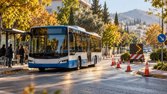 Αστικό λεωφορείο σε προσωρινά τροποποιημένη διαδρομή στα βόρεια προάστια